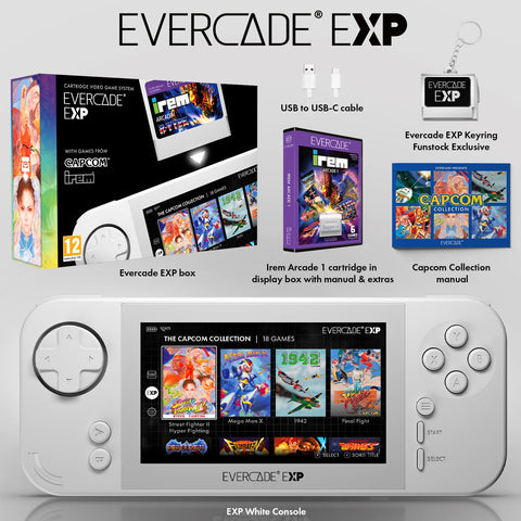 Evercade EXP White Edition with Exclusive Keyring