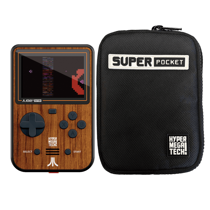 Hyper Mega Tech! Atari Woodgrain Super Pocket Case Bundle