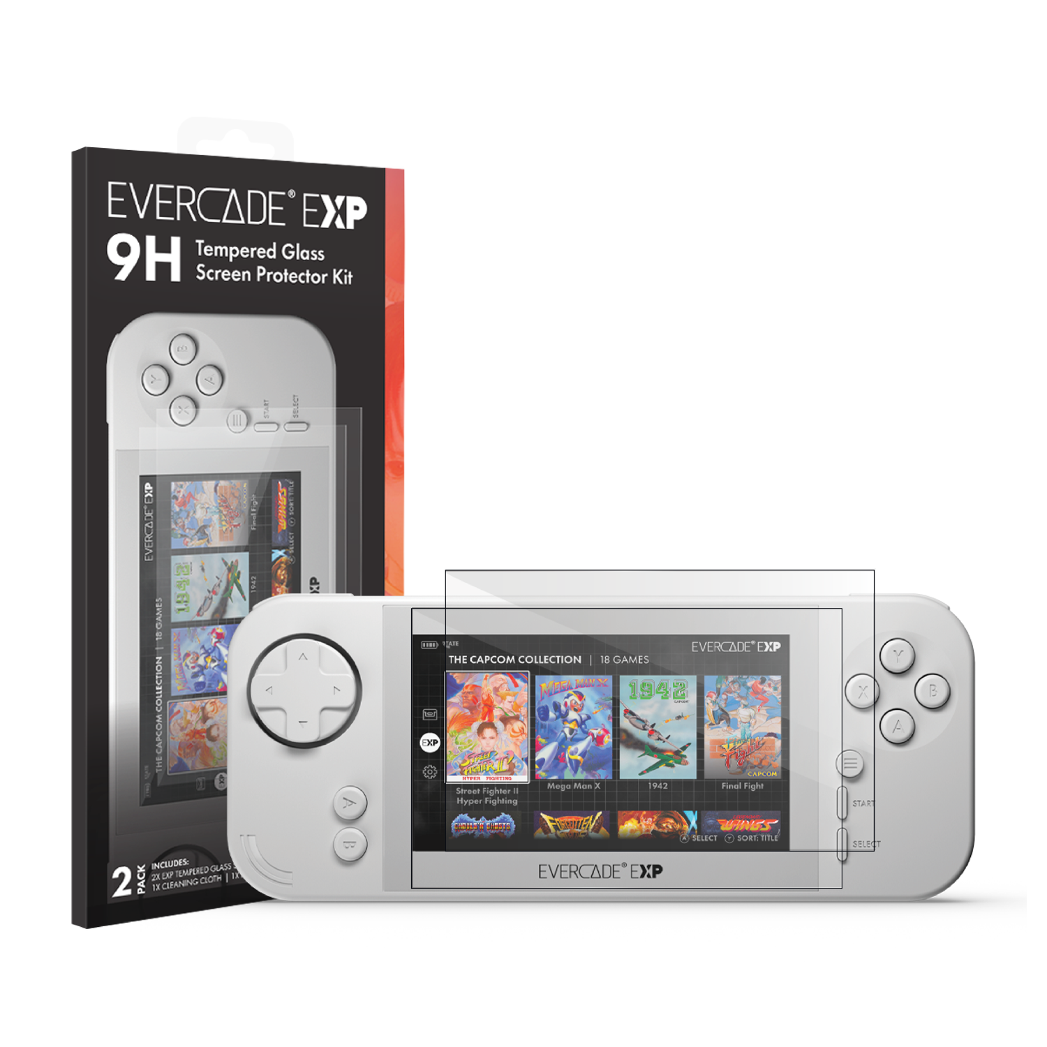 Evercade EXP Tempered Glass Screen Protector Kit